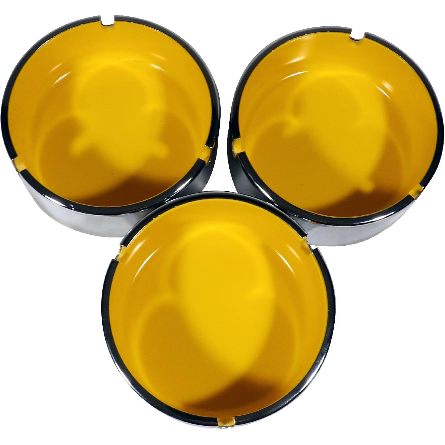 Isamu Kenmochi Yellow & Chrome Ashtray - image-1