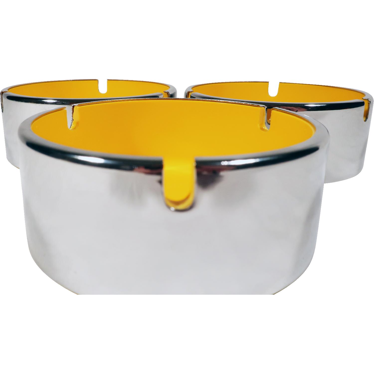 Isamu Kenmochi Yellow & Chrome Ashtray - image-3