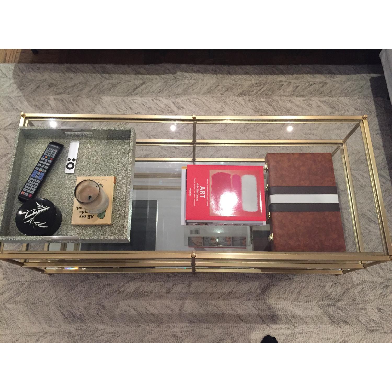 West Elm Glass & Brass Coffee Table - image-3