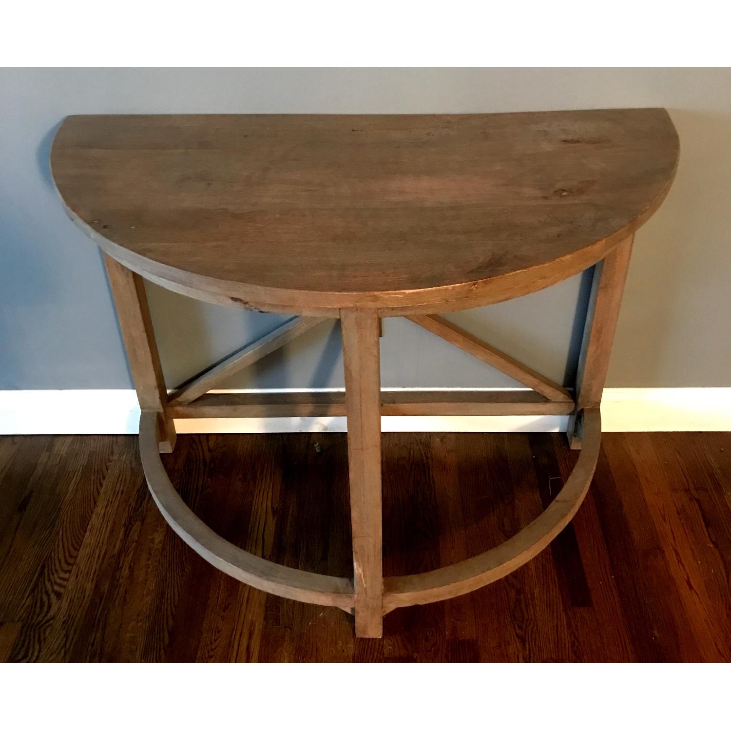 Natural Wood Half-Round Side Table - image-1