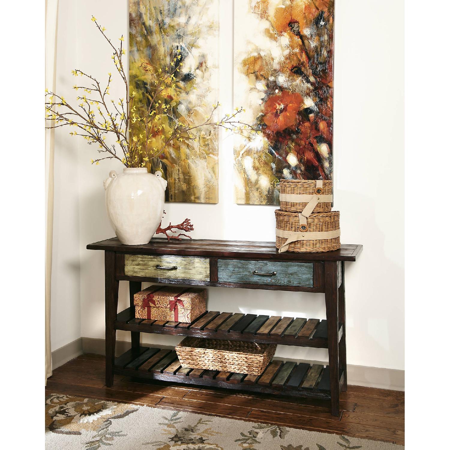 Ashley Furniture Mestler Rustic Brown Sofa Table - image-1