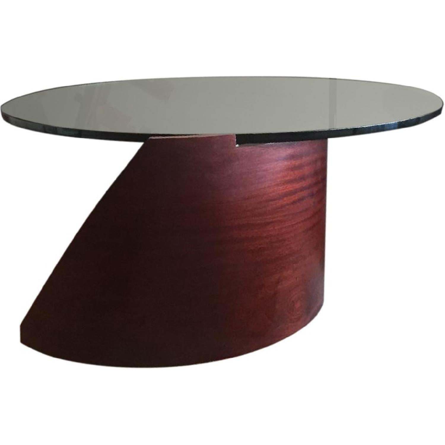 Custom Mahogany & Glass Coffee Table AptDeco