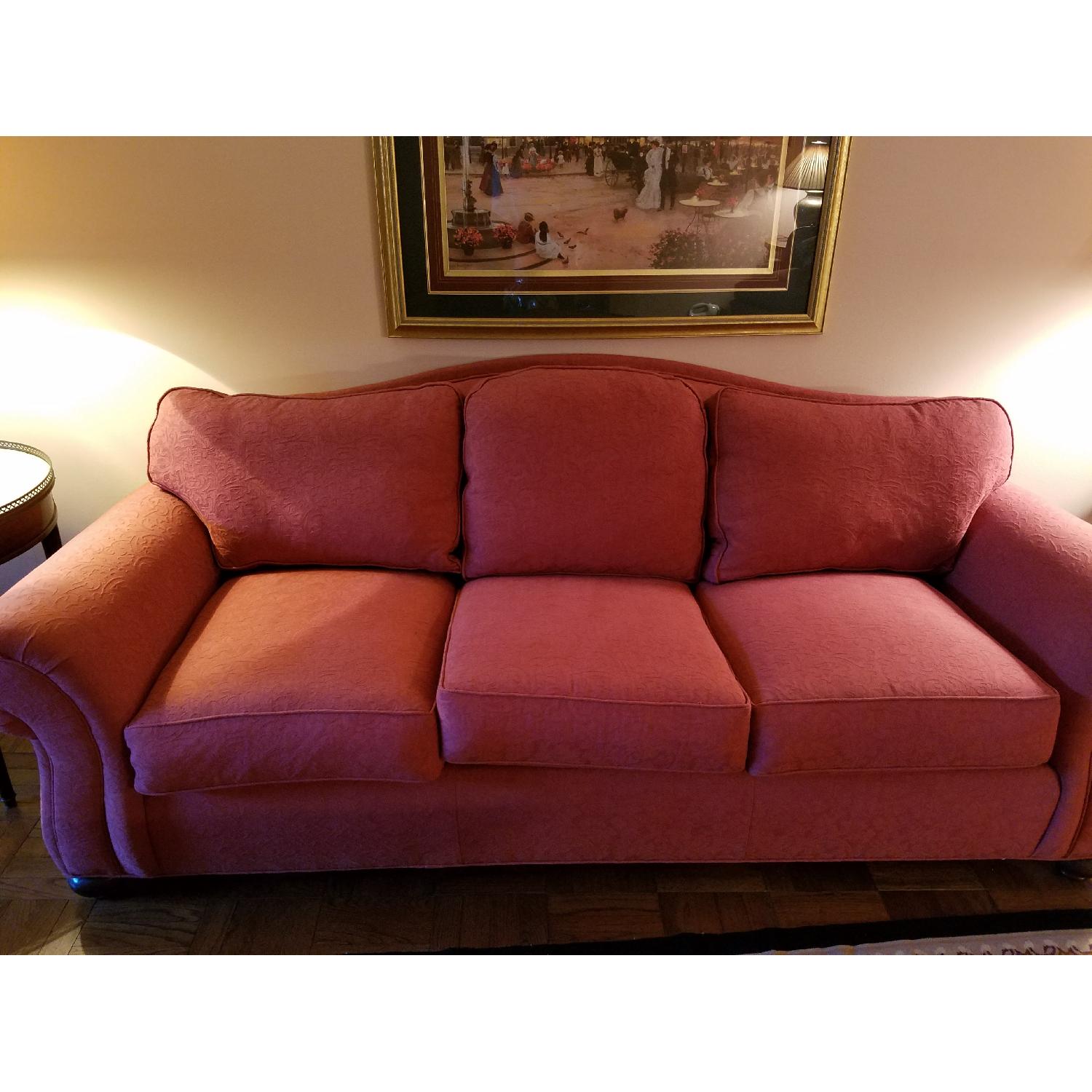 Ethan Allen Red 3 Seater Sofa - image-1