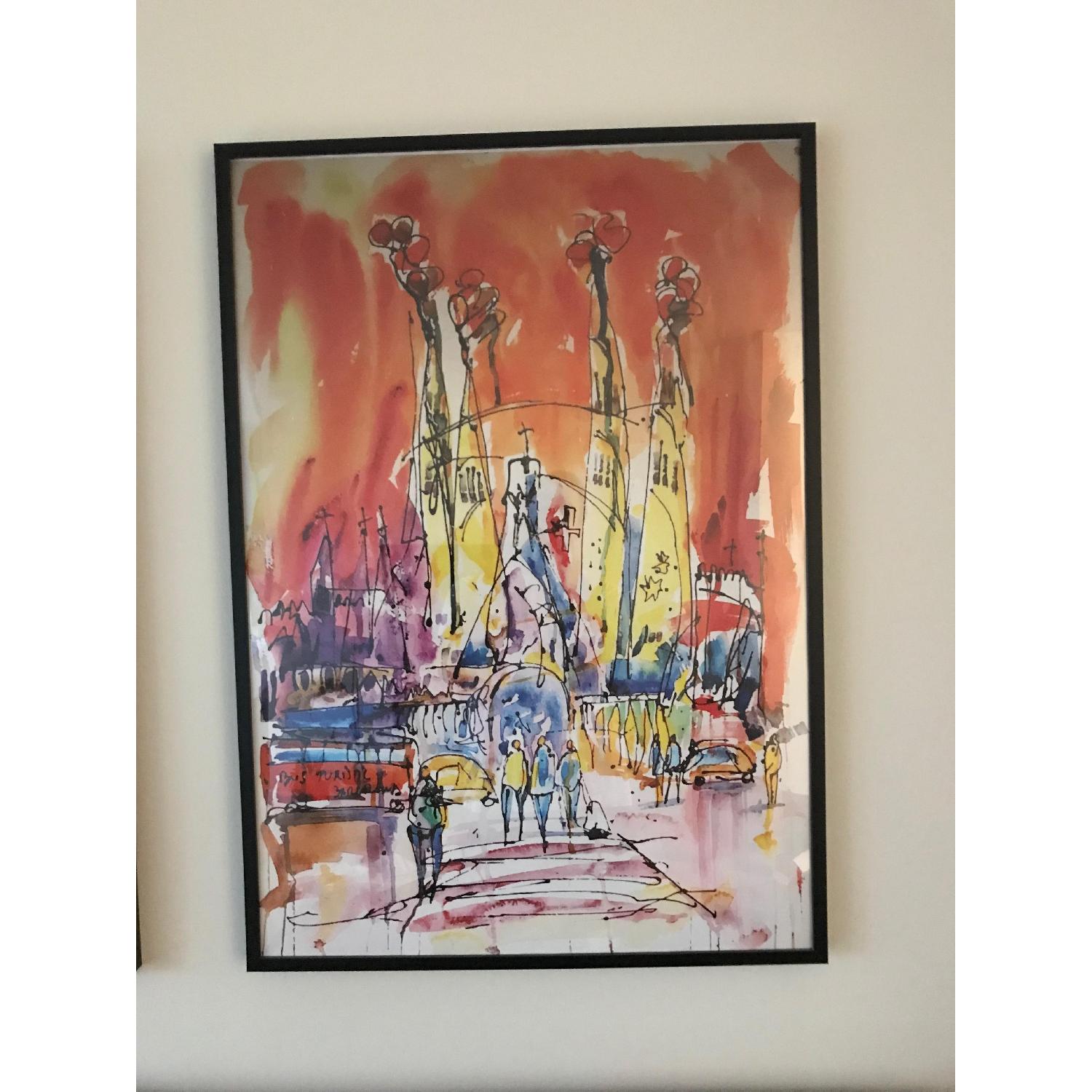 Framed Barcelona Print by Local Spanish Artist - image-2