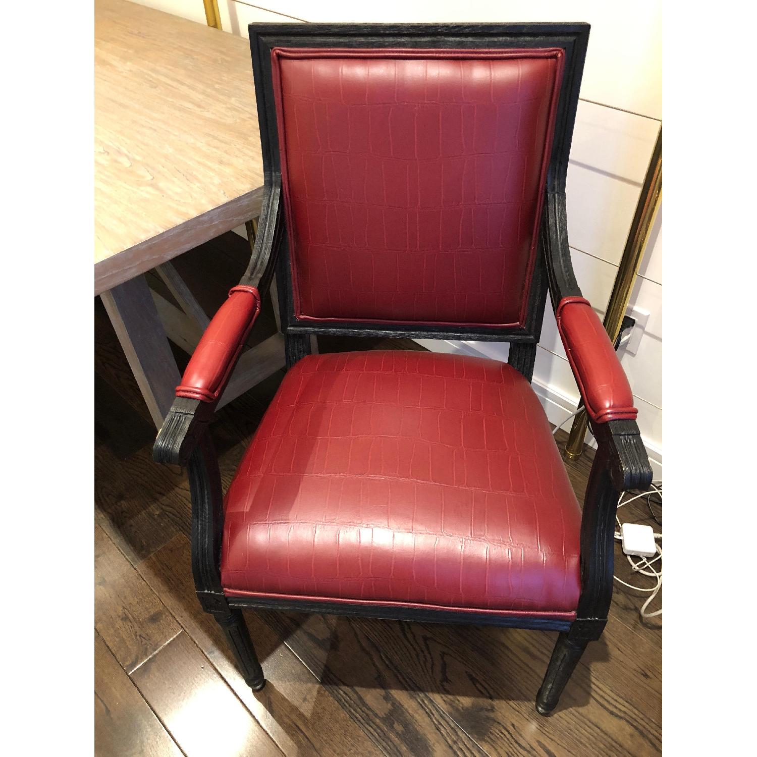 Restoration Hardware Custom Oxblood Leather Dining Arm Chair - image-1