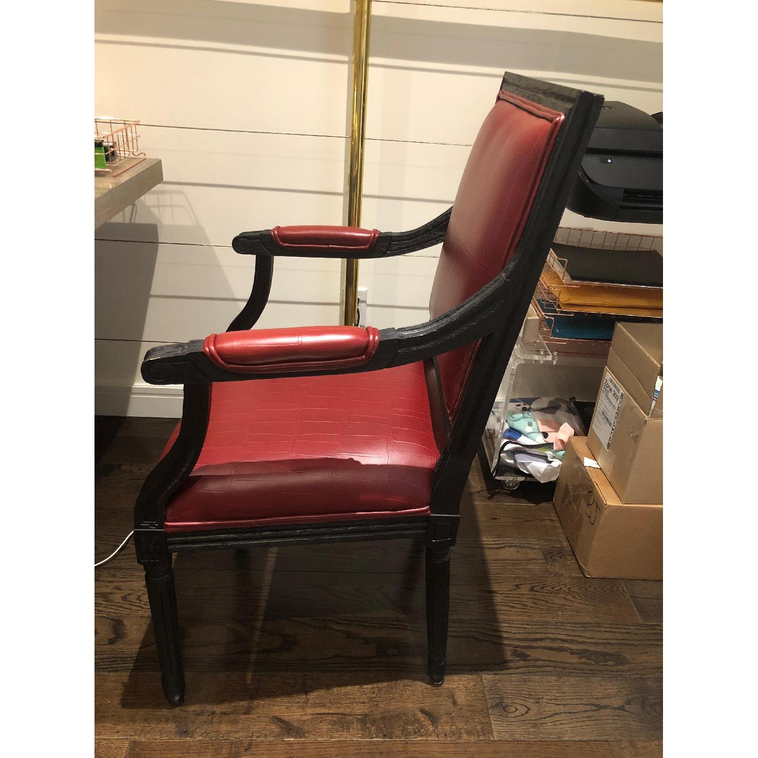 Restoration Hardware Custom Oxblood Leather Dining Arm Chair - image-3