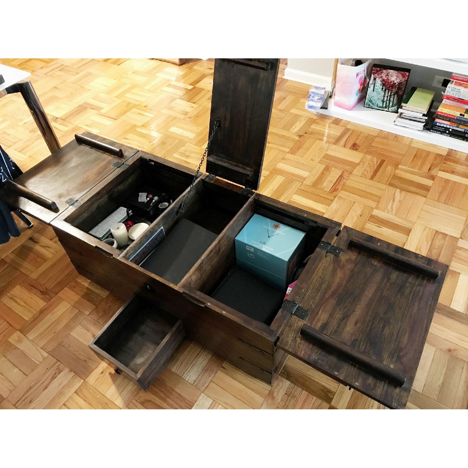 Crate & Barrel Mapleton Antique Style Trunk Coffee Table - image-2