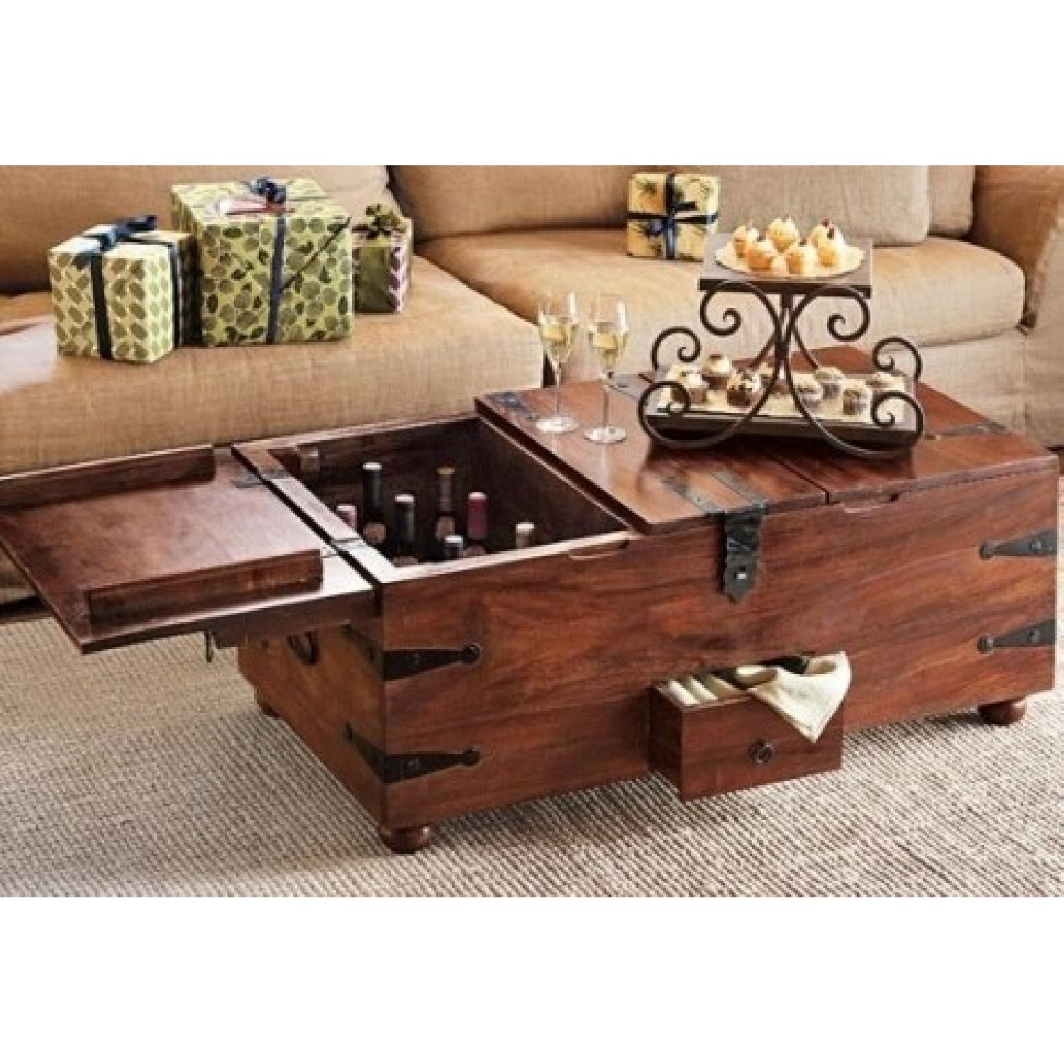 Crate & Barrel Mapleton Antique Style Trunk Coffee Table AptDeco