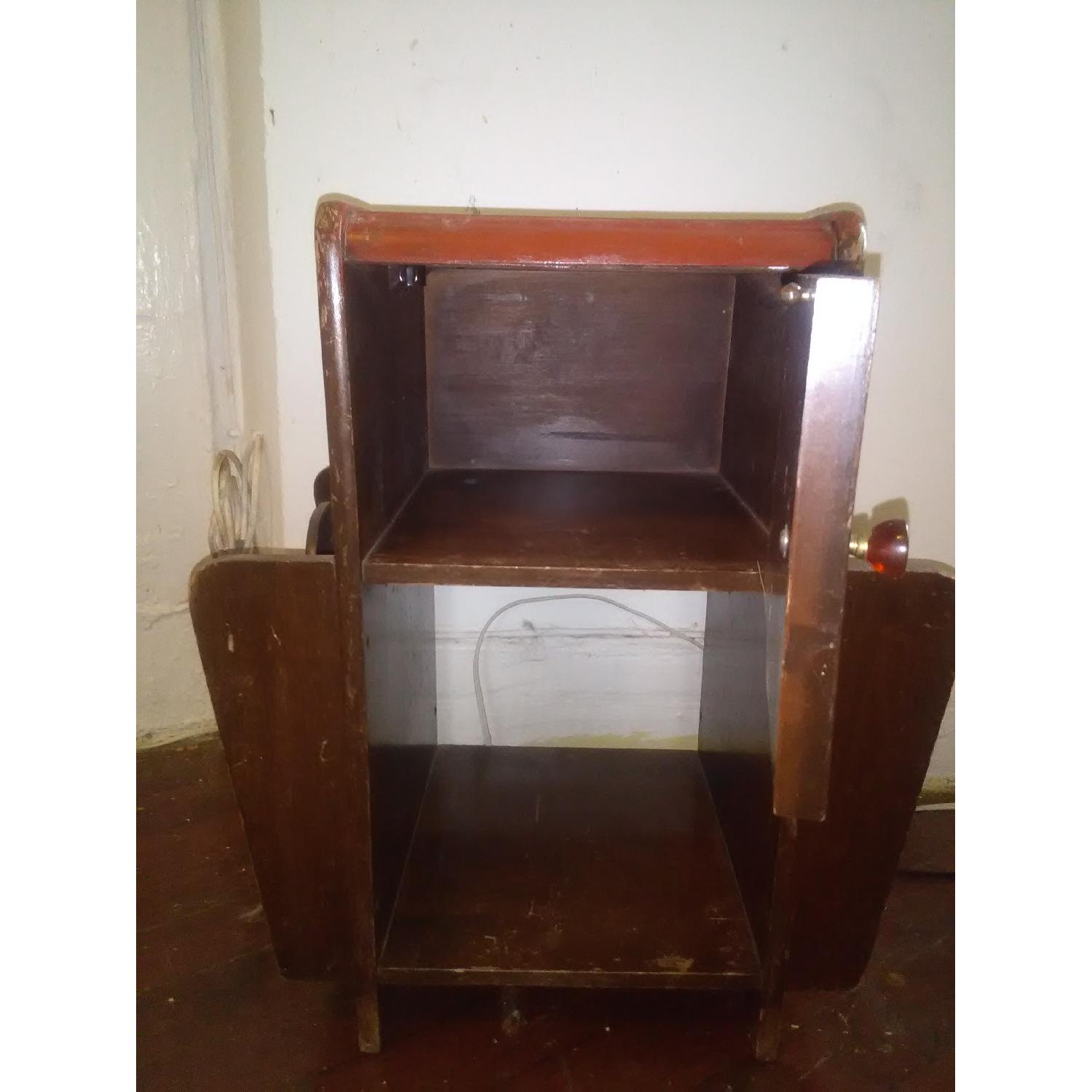 Vintage Wood Side Table/Magazine Rack AptDeco
