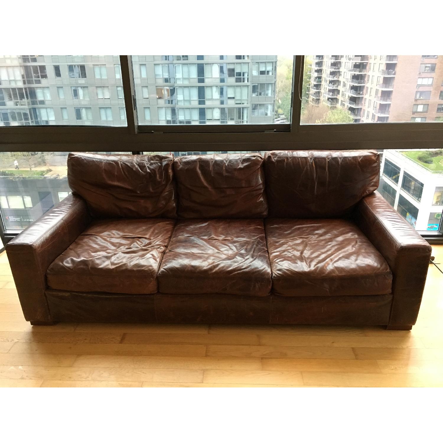 Restoration Hardware Maxwell Leather Sofa in Brompton Cocoa AptDeco