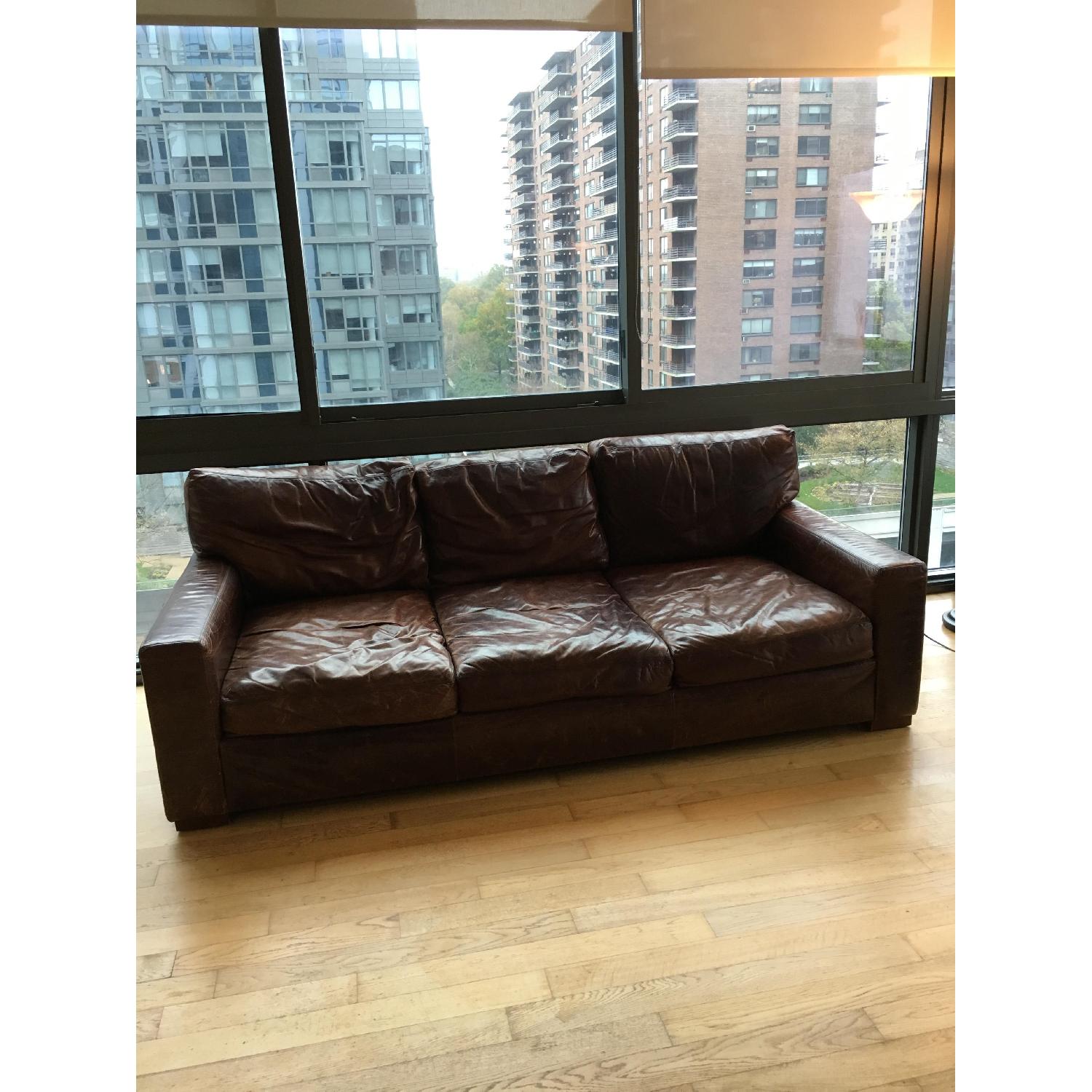 Restoration Hardware Maxwell Leather Sofa in Brompton Cocoa AptDeco