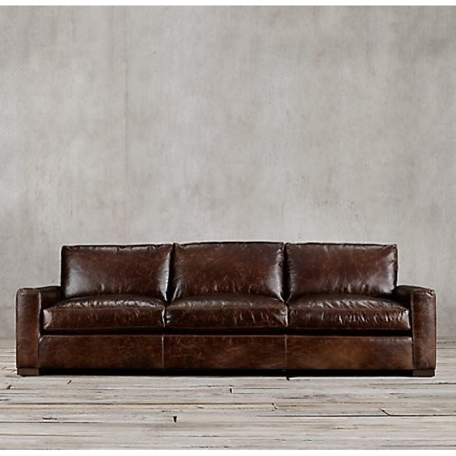 Restoration Hardware Maxwell Leather Sofa in Brompton Cocoa AptDeco