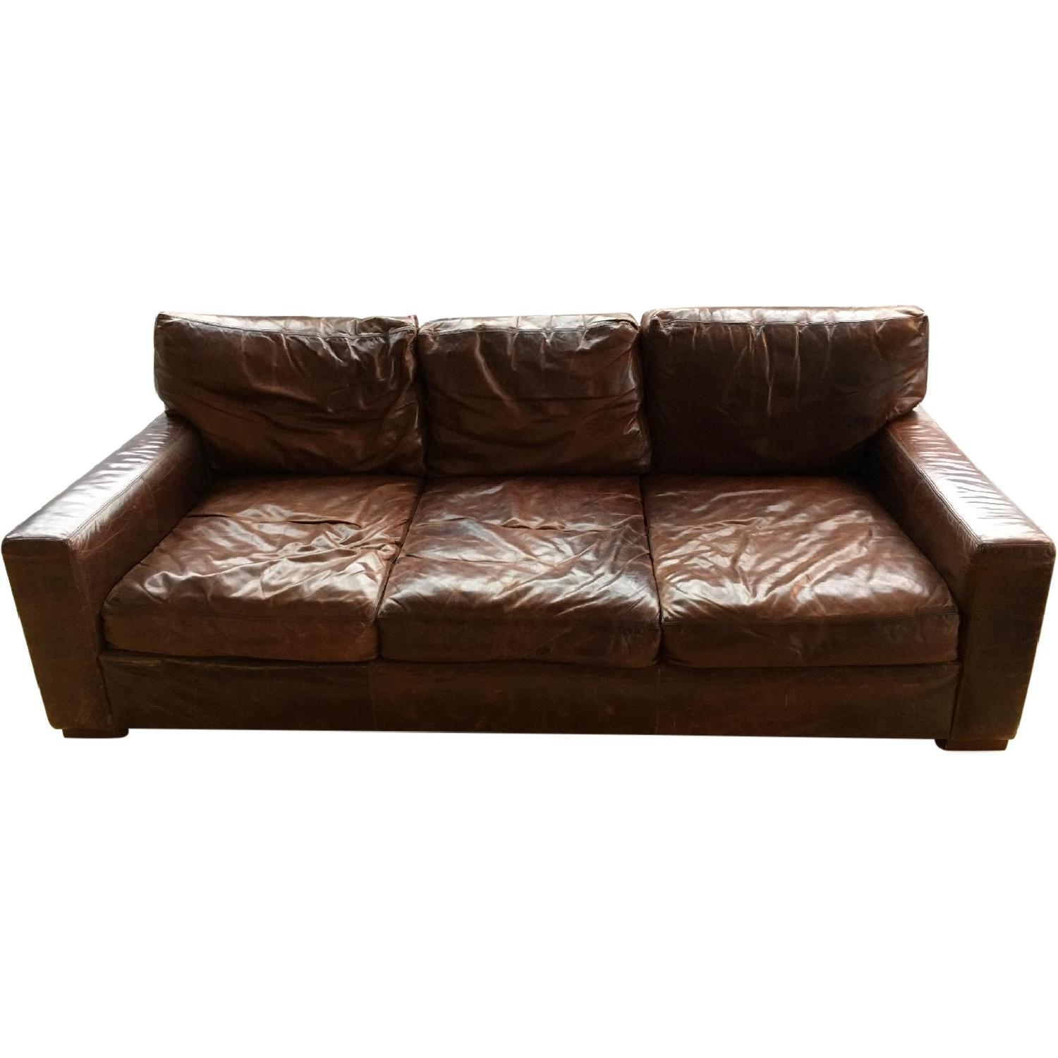 Restoration Hardware Maxwell Leather Sofa in Brompton Cocoa AptDeco
