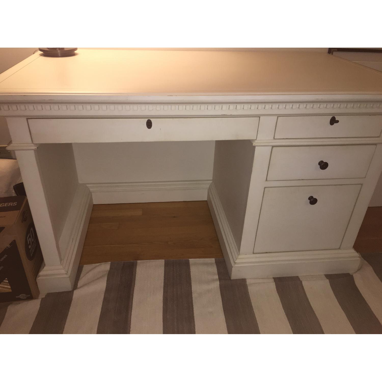 Restoration Hardware Antiqued White Desk - image-1