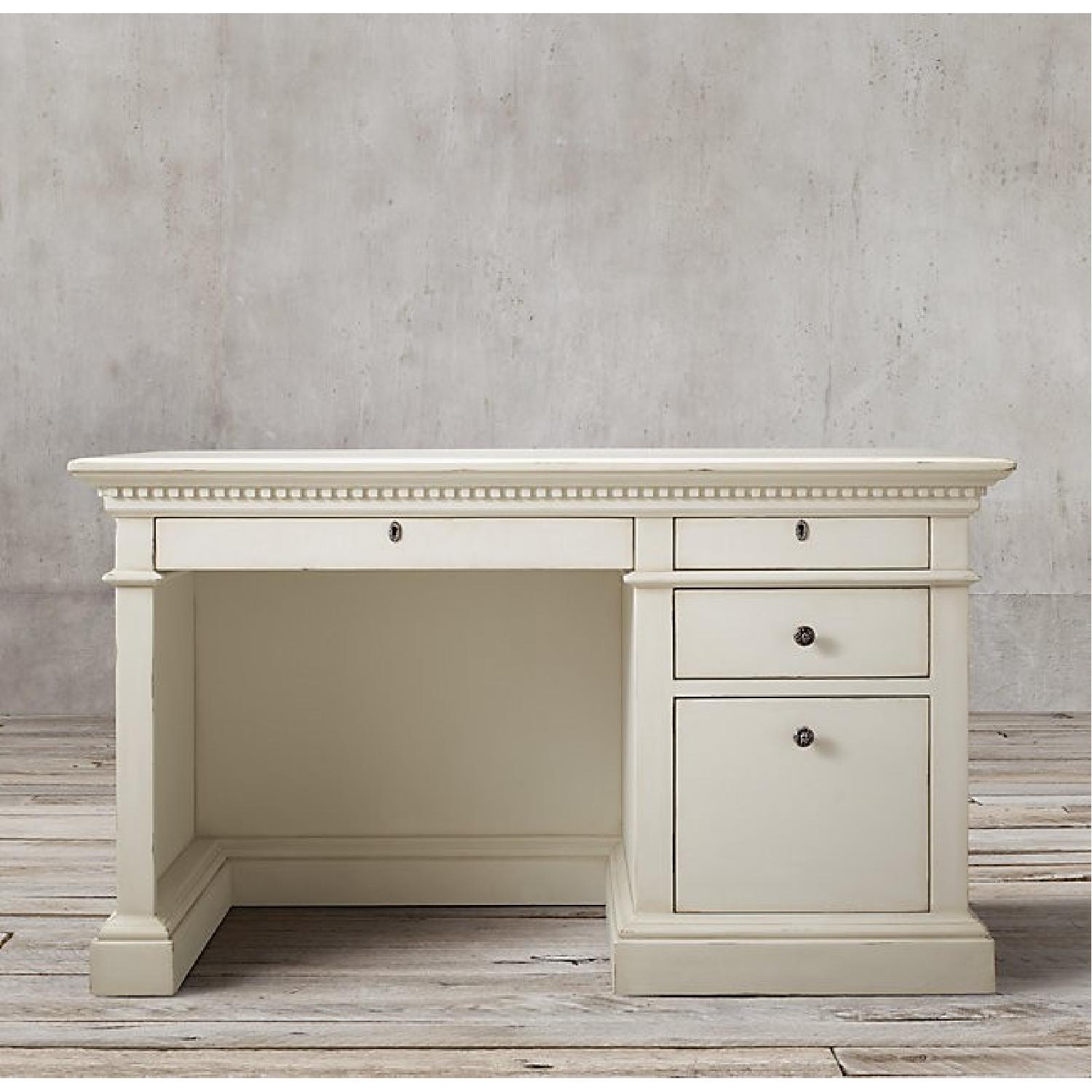 Restoration Hardware Antiqued White Desk - image-5
