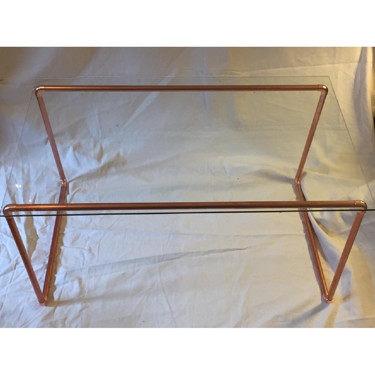 Custom Copper & Glass Coffee Table - image-6