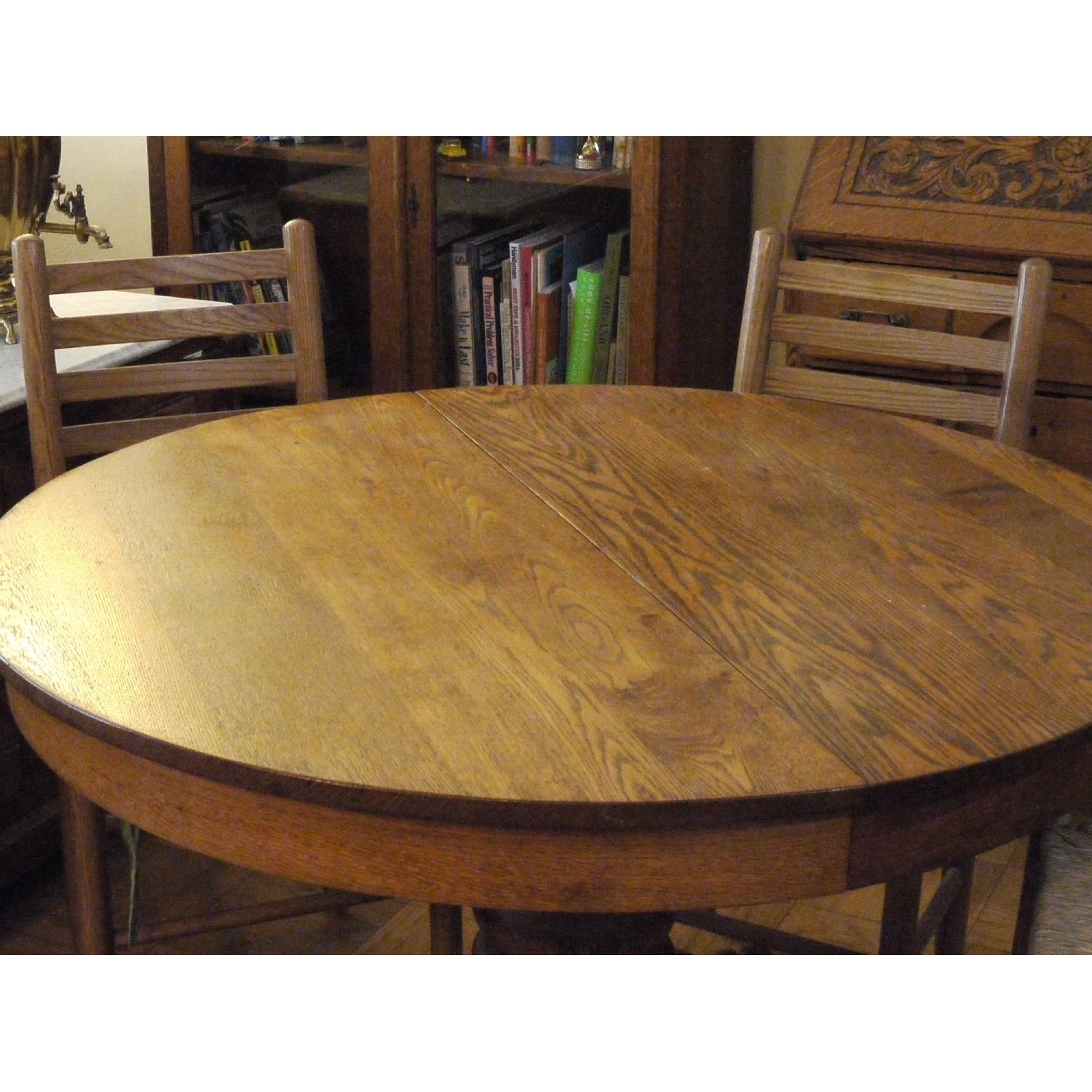 Solid Oak Round Claw Foot Dining Table w/ 4 Chairs - image-1