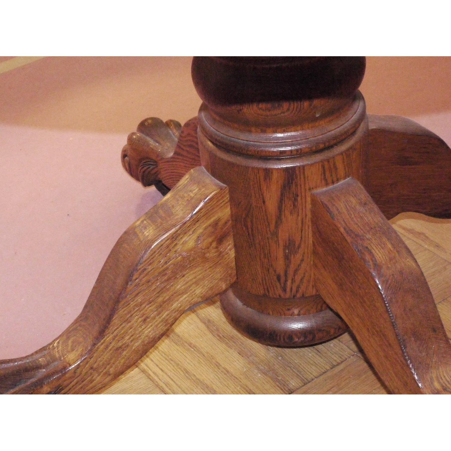 Solid Oak Round Claw Foot Dining Table w/ 4 Chairs - image-3