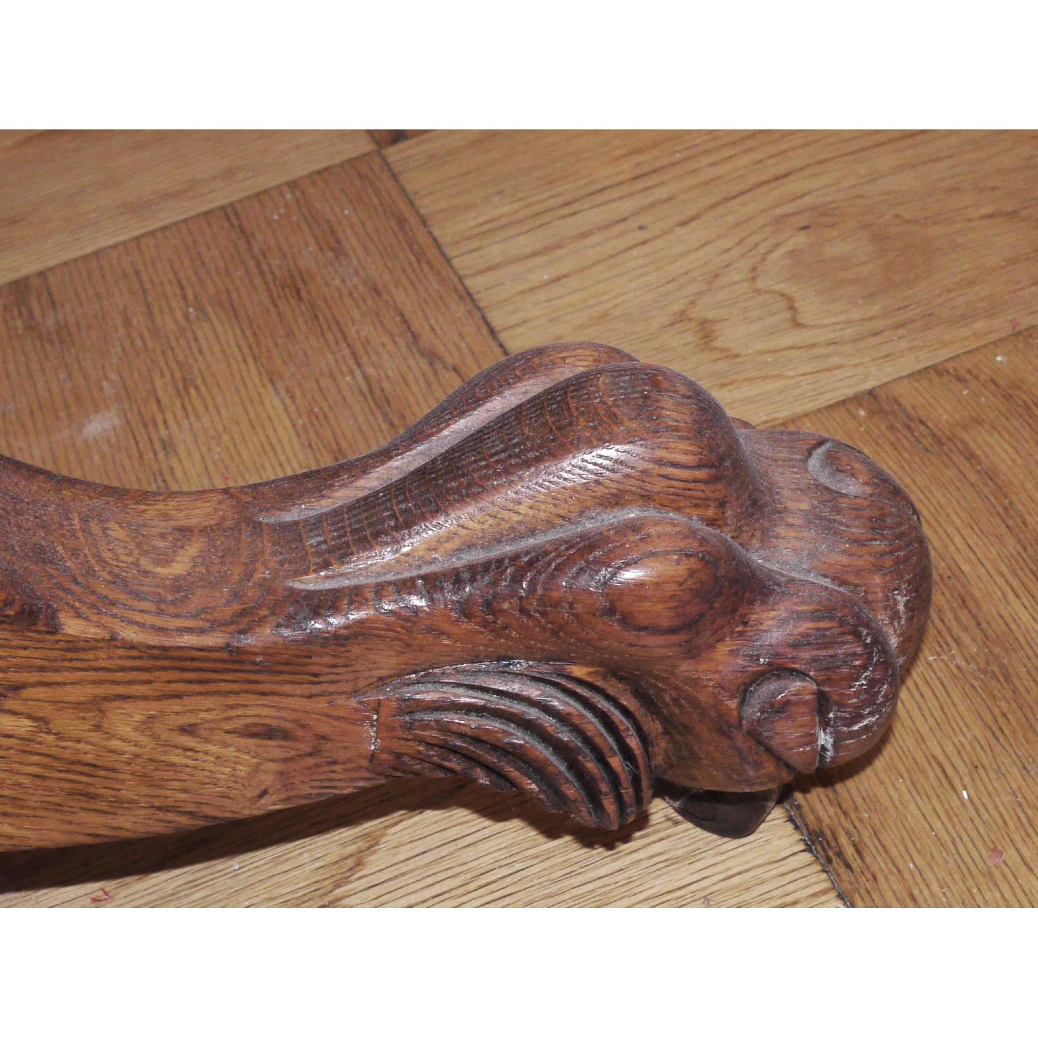 Solid Oak Round Claw Foot Dining Table w/ 4 Chairs - image-5