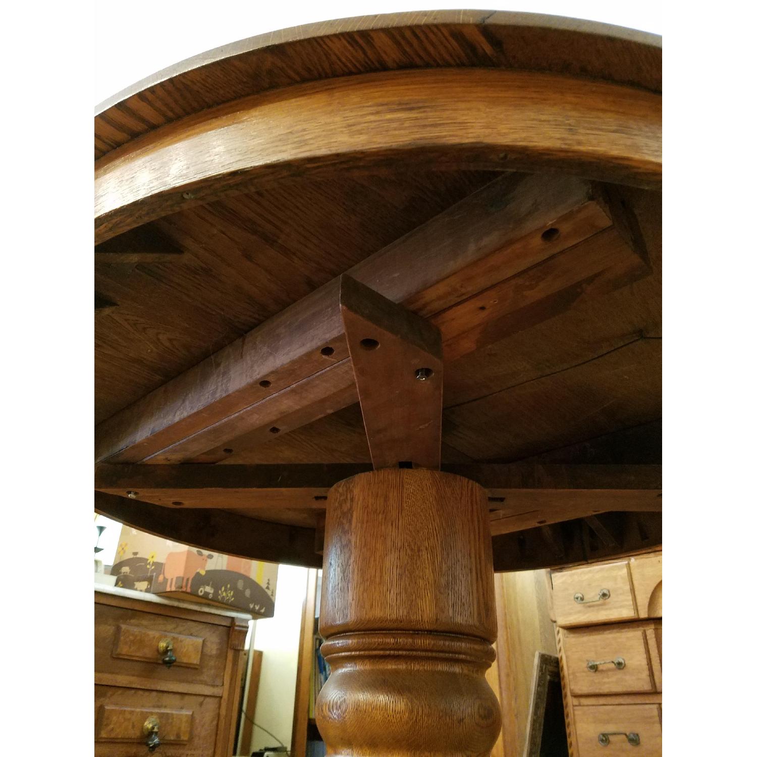 Solid Oak Round Claw Foot Dining Table w/ 4 Chairs - image-6