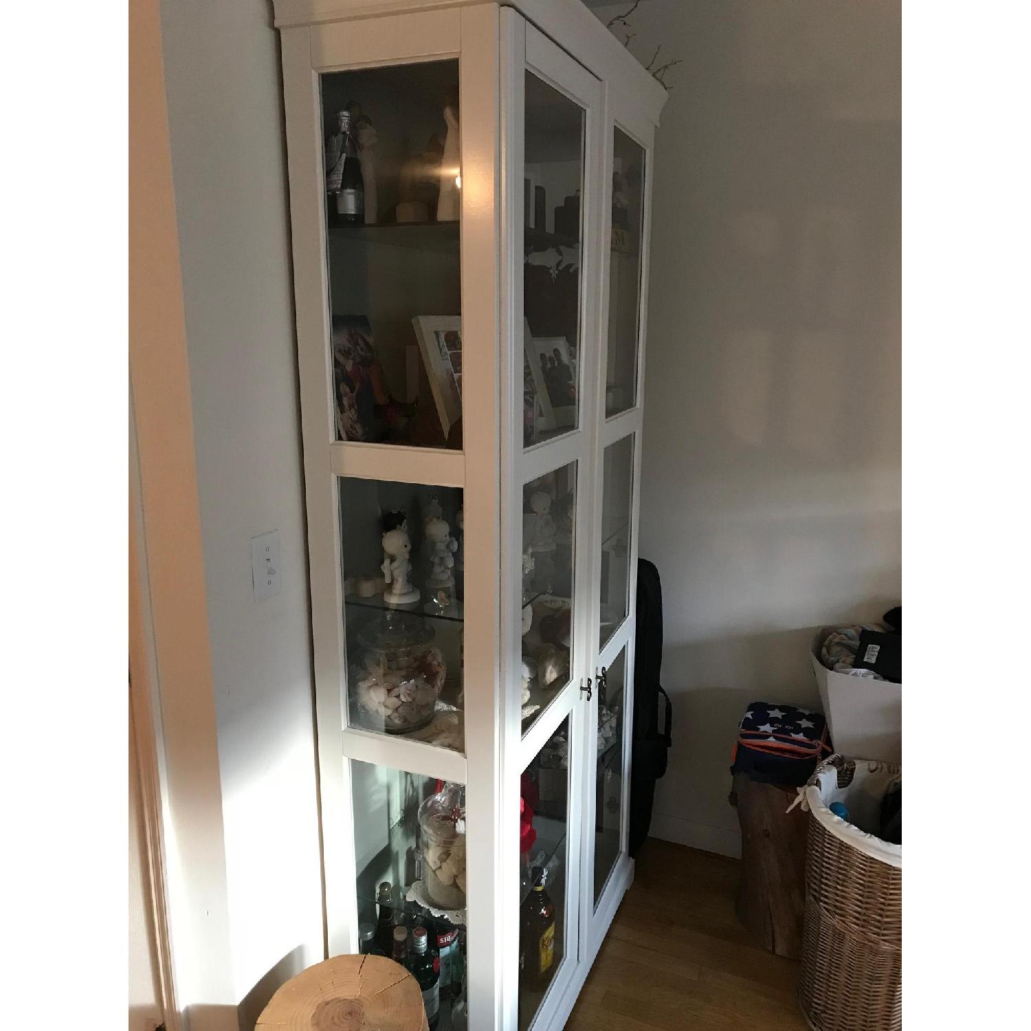 Ikea White Pine Curio w/ Glass Doors - image-2