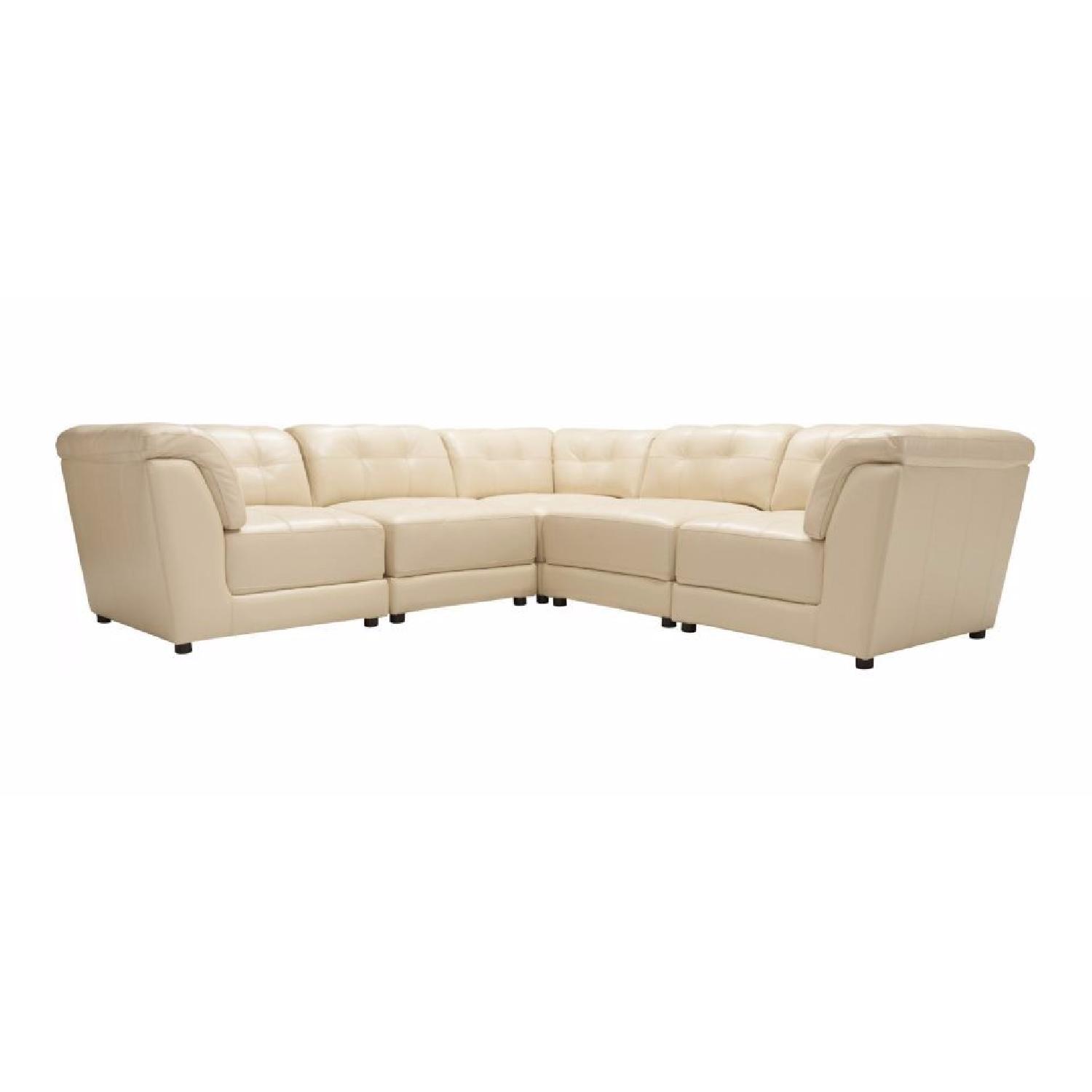 Raymour & Flanigan 5 Piece Leather Sectional Sofa - AptDeco