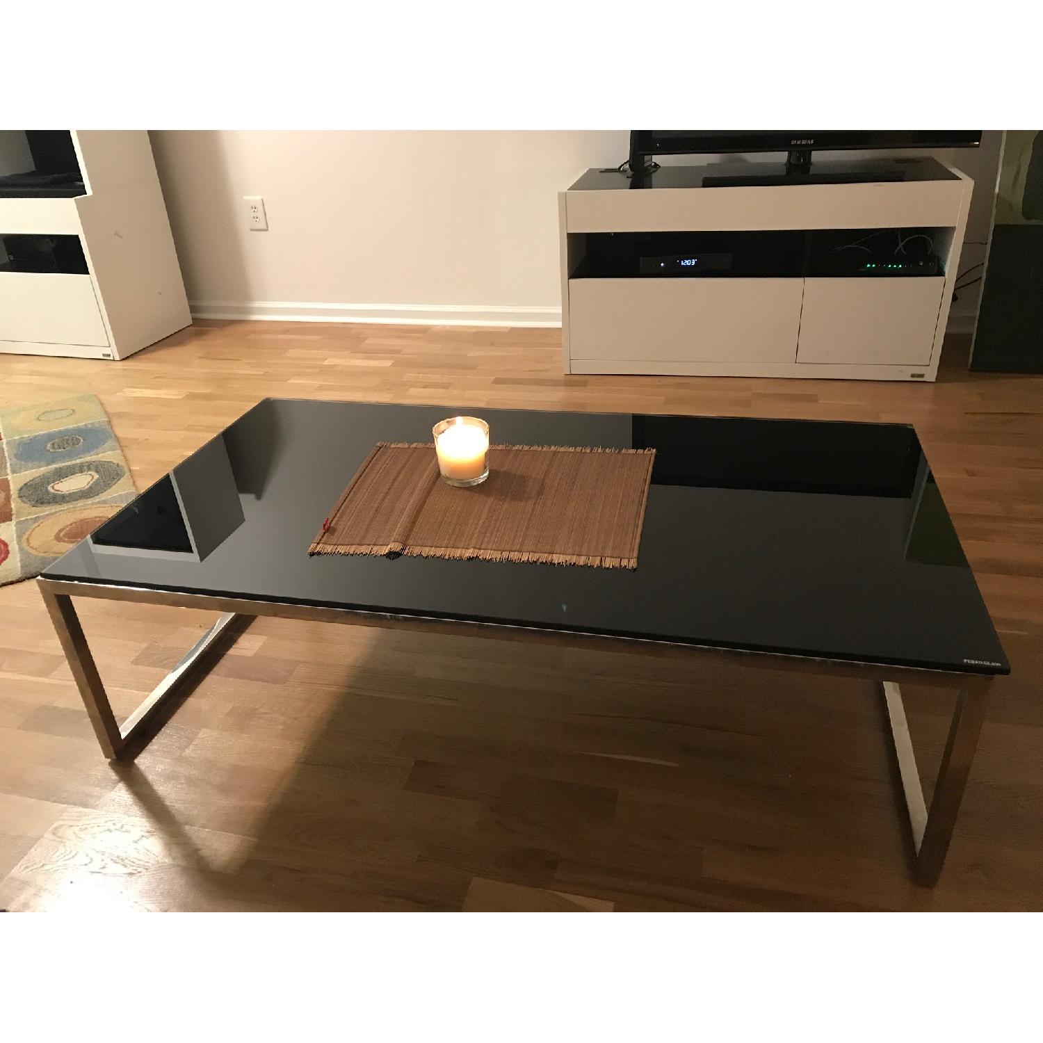 Black Glass Top Coffee Table - image-1