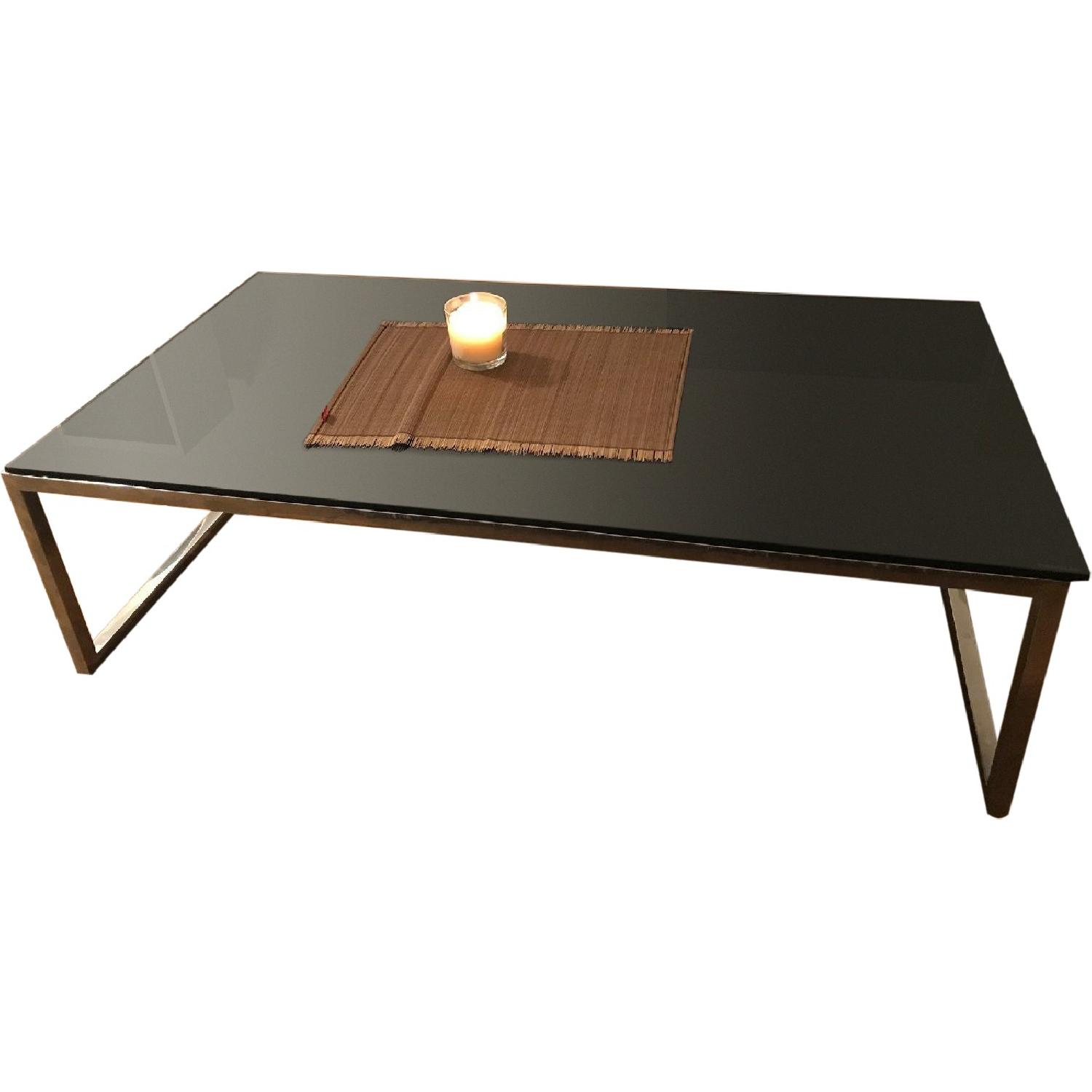 Black Glass Top Coffee Table - image-0