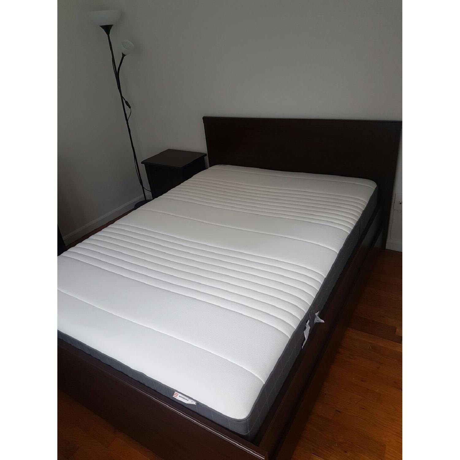 Ikea Brusali Brown Bed Frame w/ 4 Storage Boxes & Lonset AptDeco