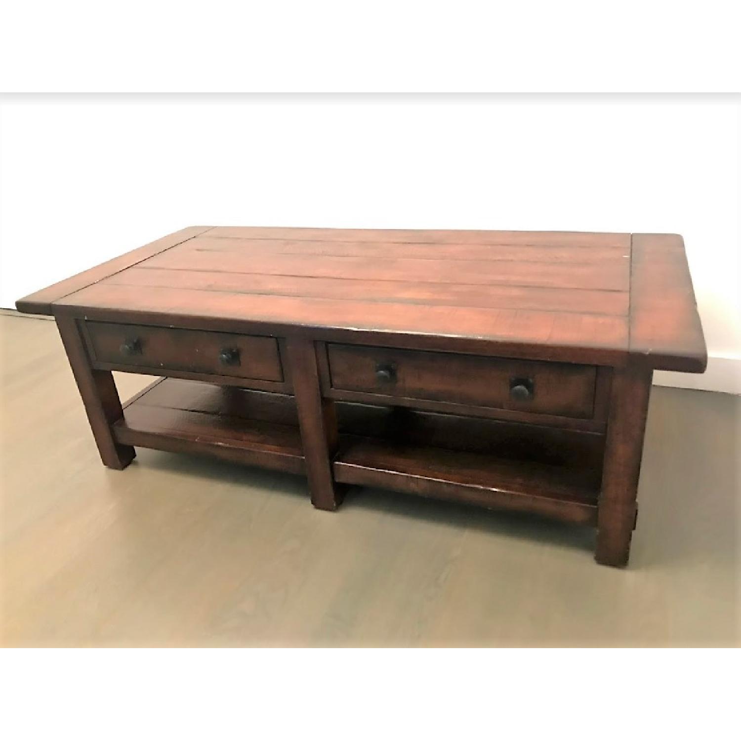 Pottery Barn Benchwright Coffee Table in Rustic Mahogany - image-1