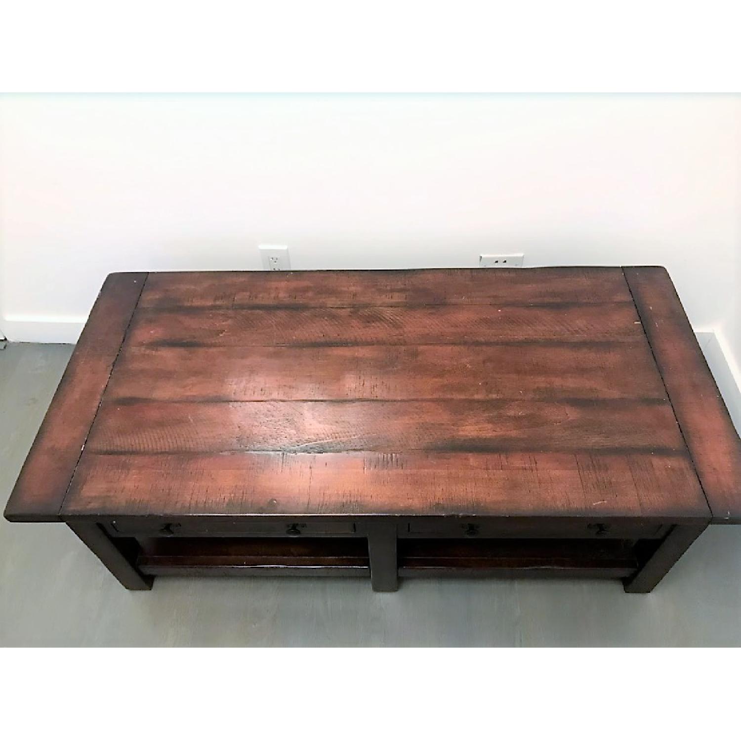 Pottery Barn Benchwright Coffee Table in Rustic Mahogany - image-2