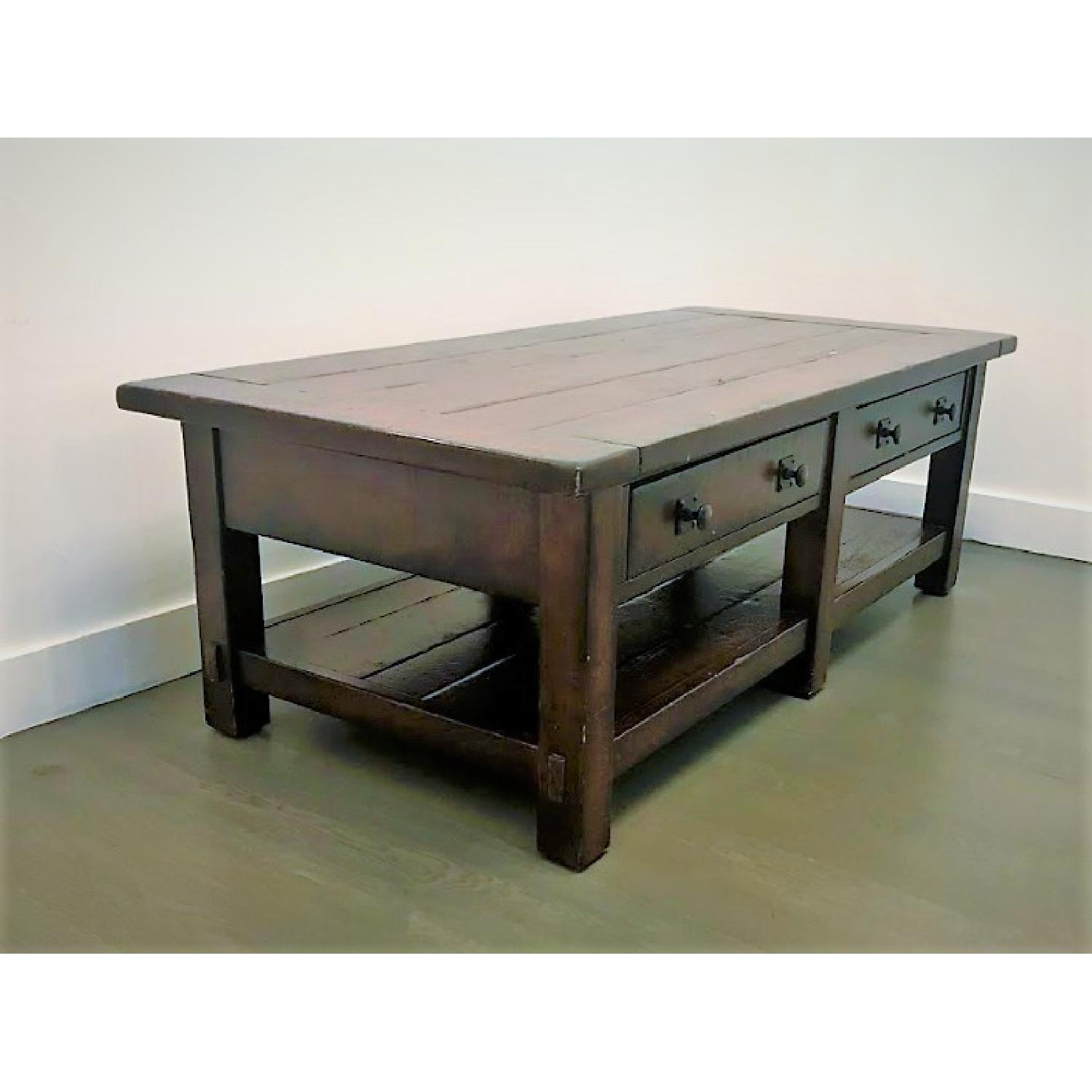 Pottery Barn Benchwright Coffee Table in Rustic Mahogany - image-3