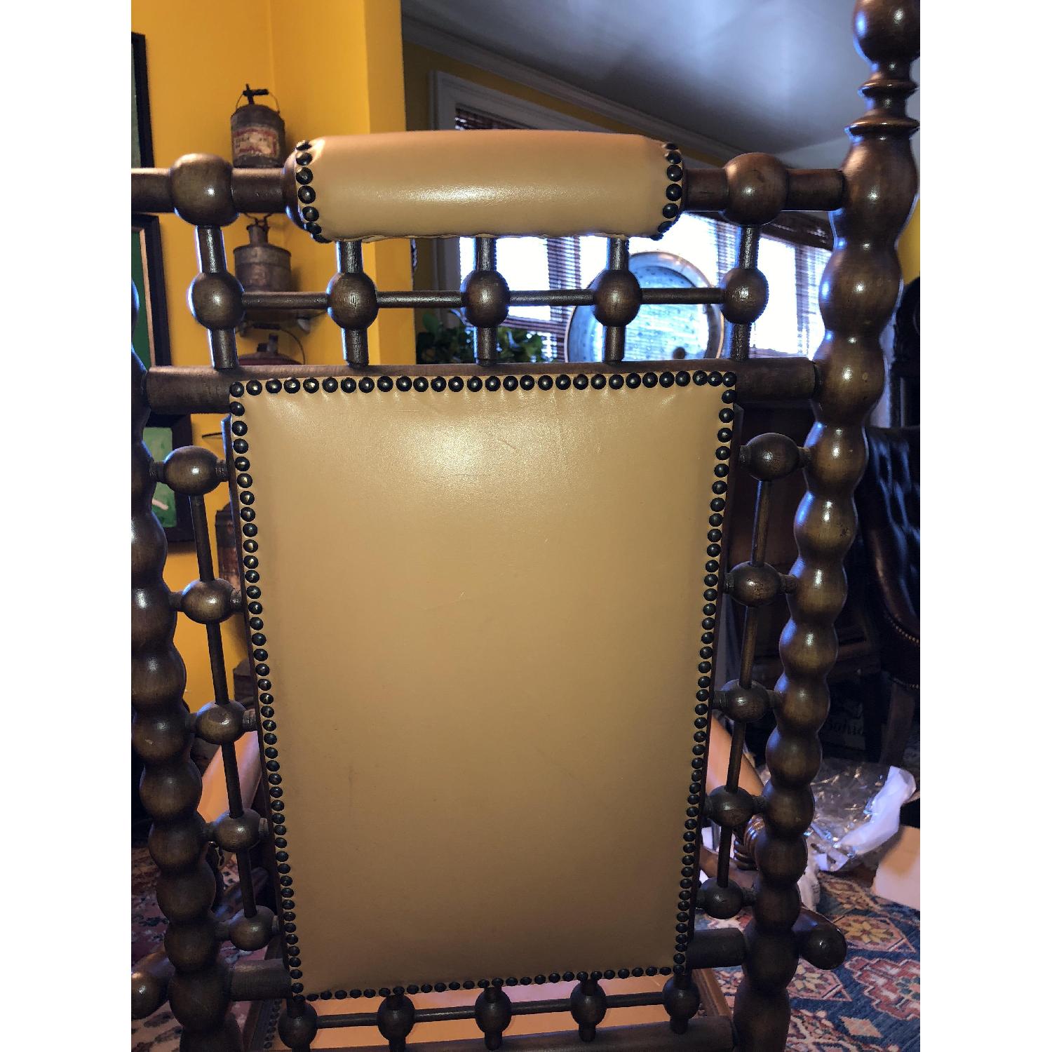 Antique Wood & Leather Platform Rocker - AptDeco