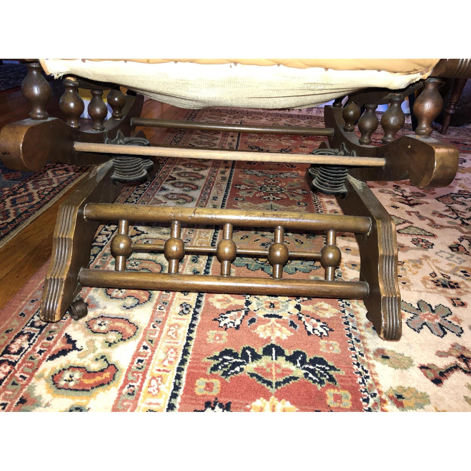 Antique Wood & Leather Platform Rocker - AptDeco