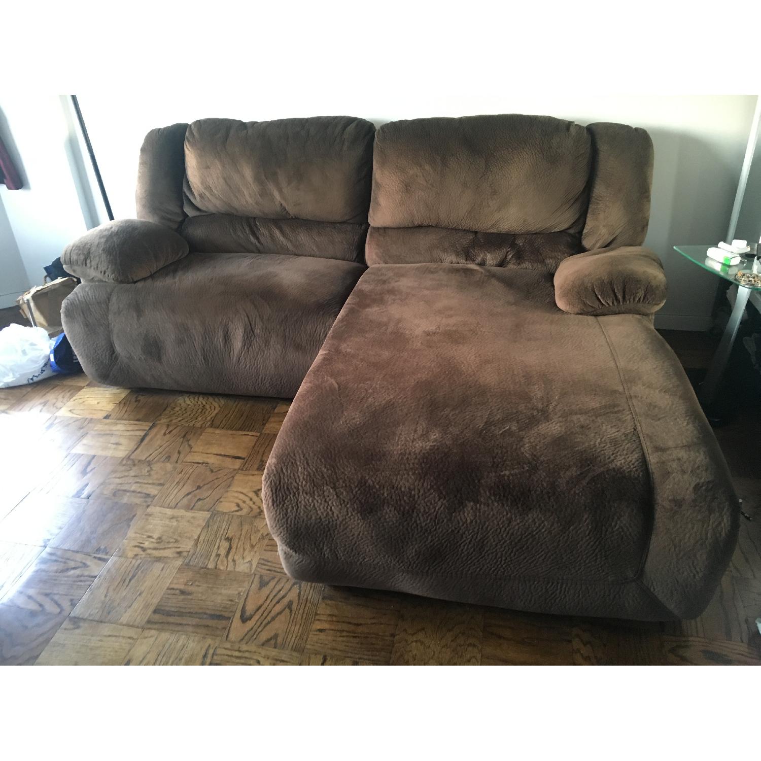 Ashley Furniture Brown Reclining Sofa w/ Chaise - image-3