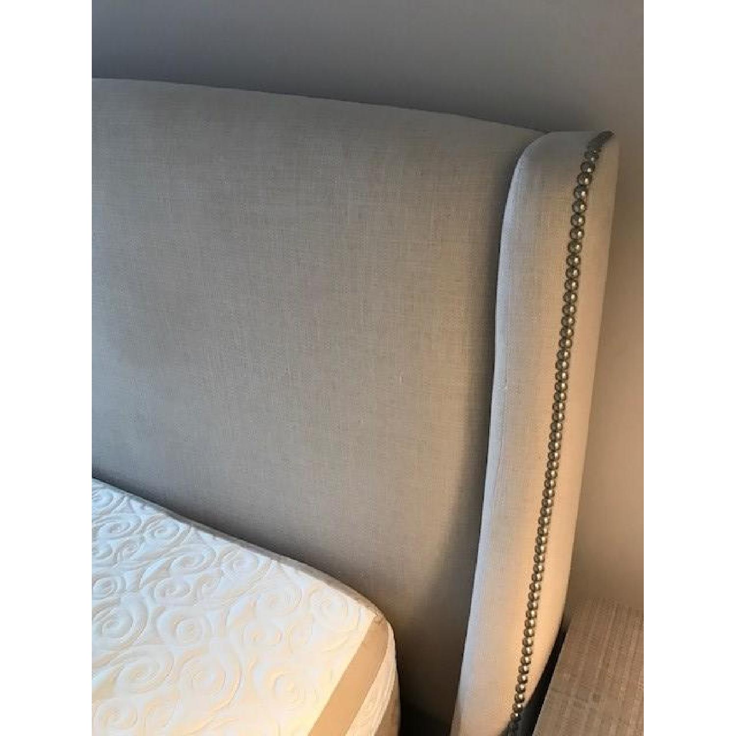 Bernhardt King Upholstered Beige Linen Headboard - image-2