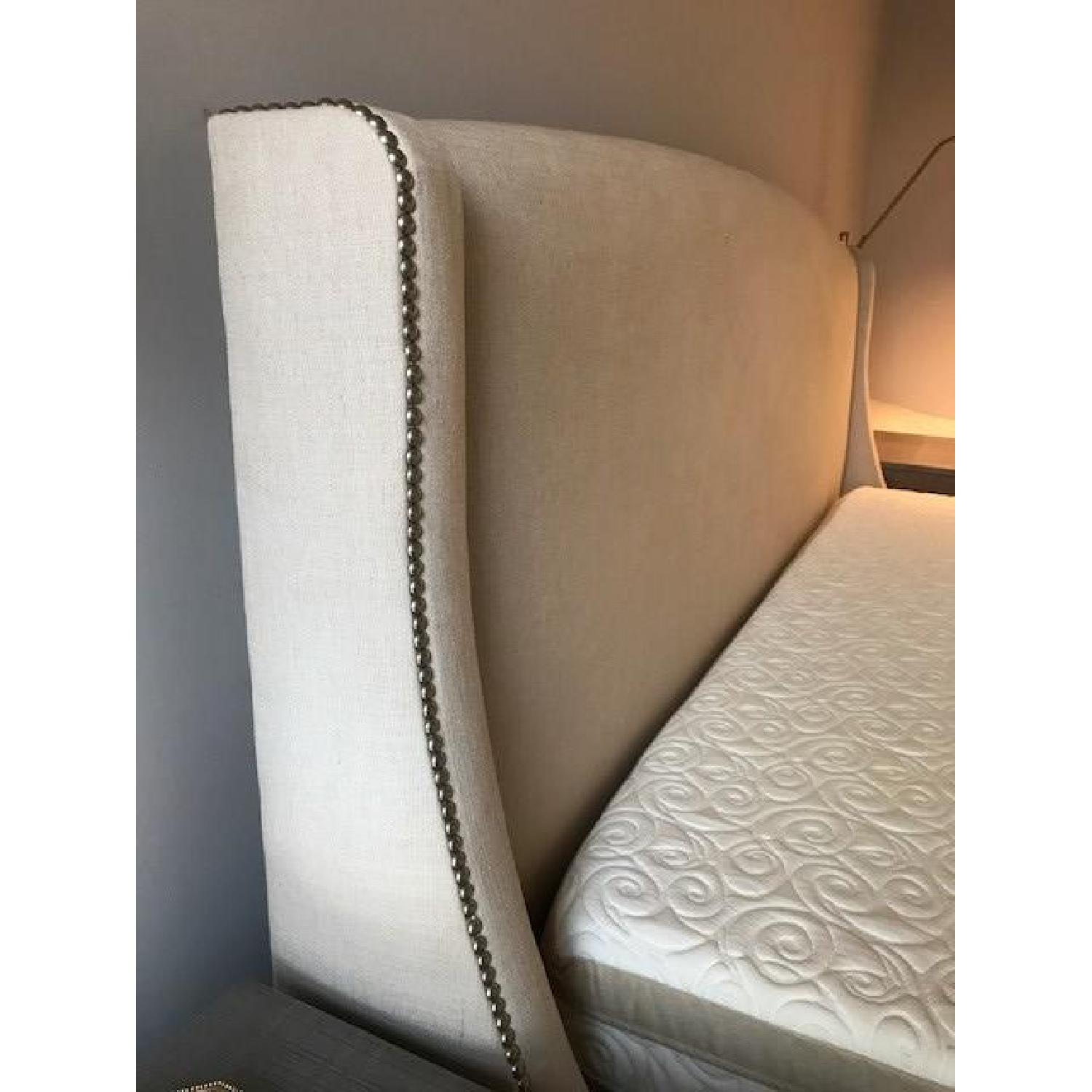 Bernhardt King Upholstered Beige Linen Headboard - image-3