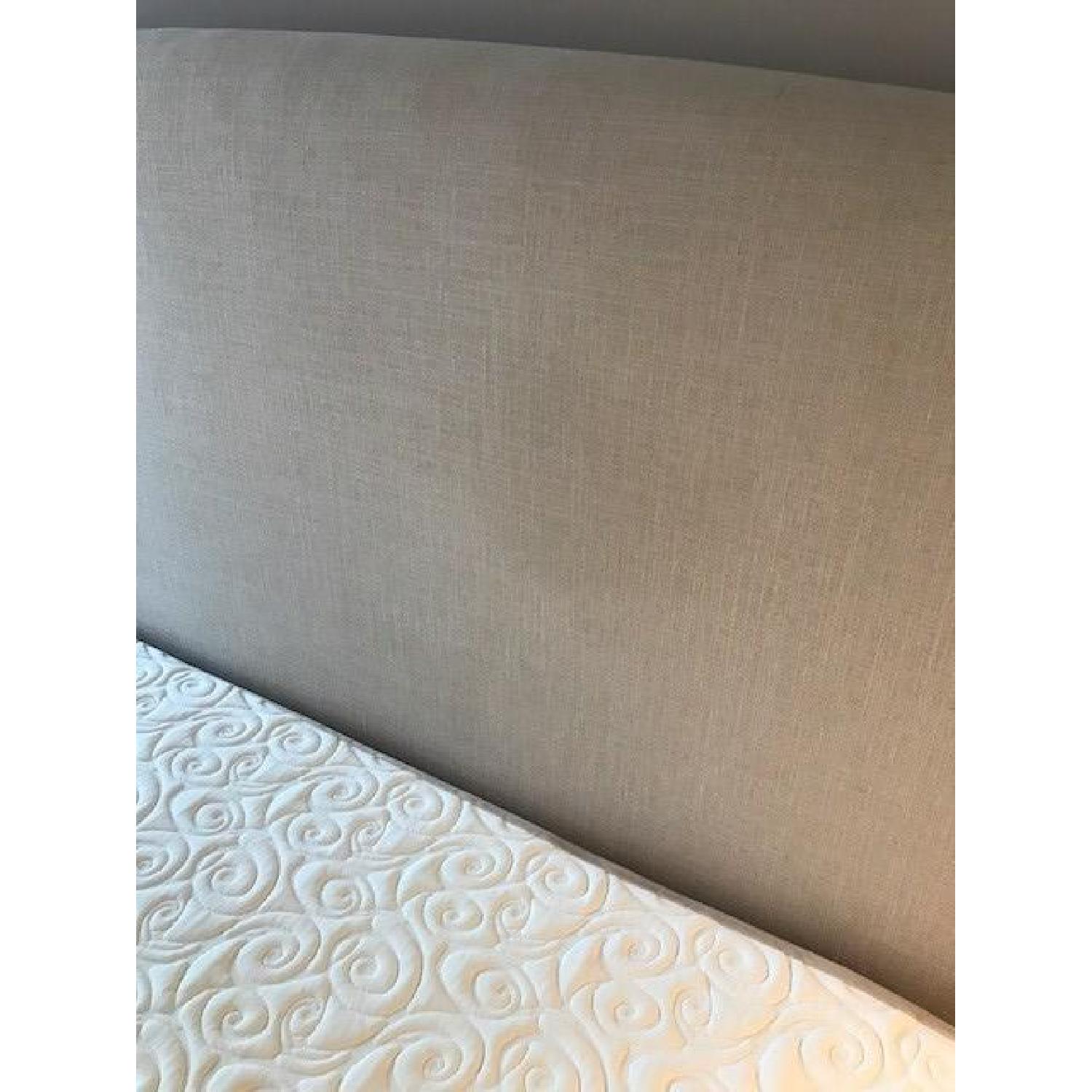 Bernhardt King Upholstered Beige Linen Headboard - image-4