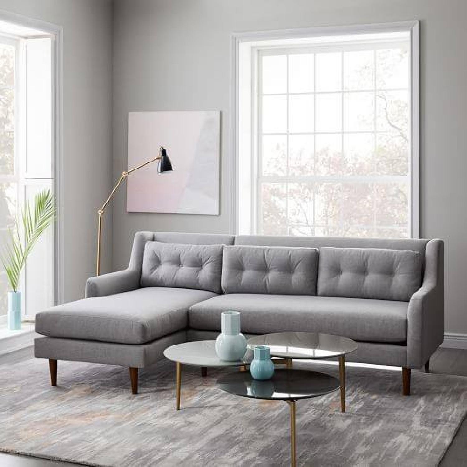 West Elm Crosby Mid-Century 2-Piece Chaise Sectional Sofa - image-2