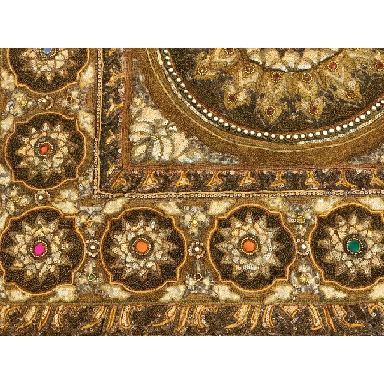 Antique 1920s Lotus Flower Kalaga Tapestry - image-2