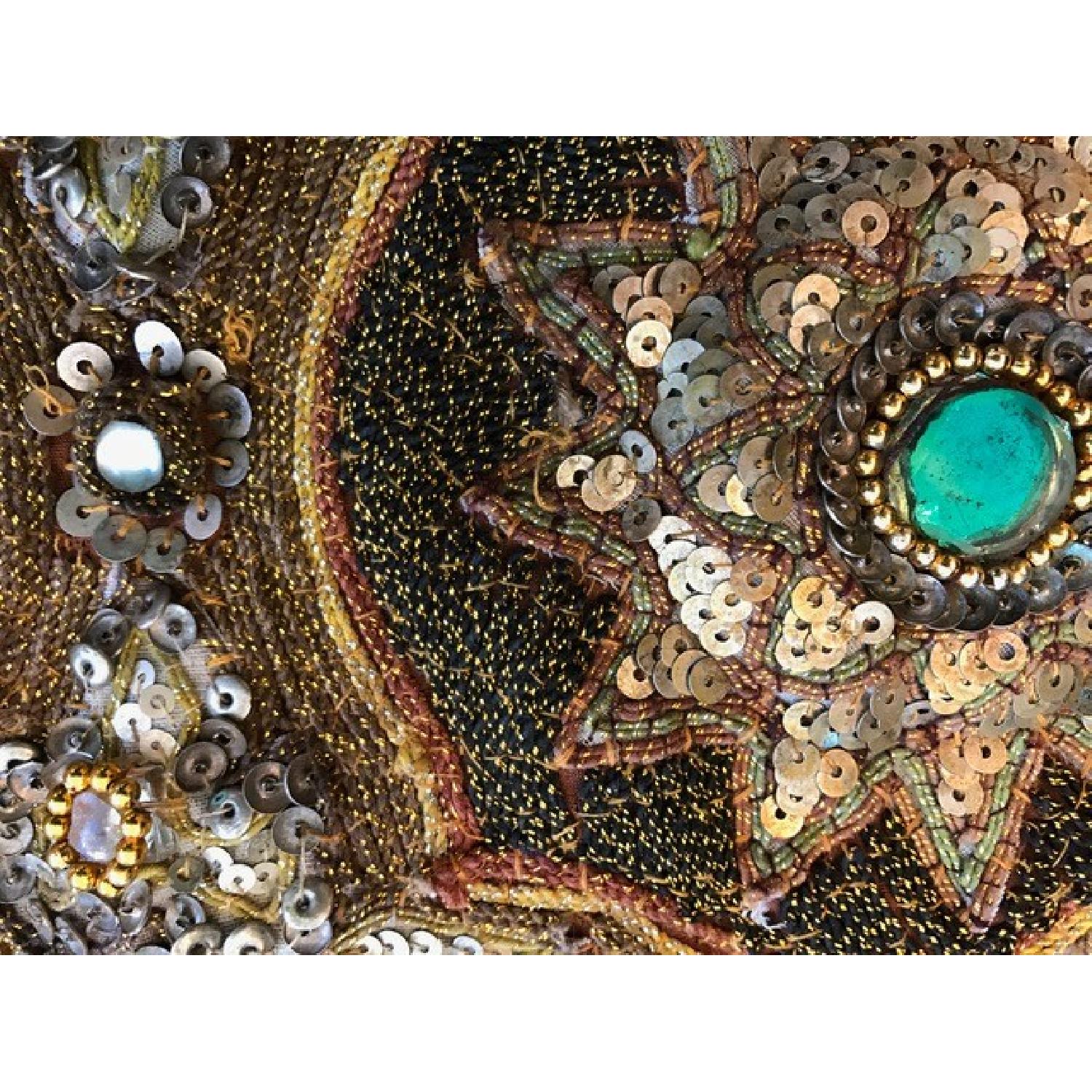 Antique 1920s Lotus Flower Kalaga Tapestry - image-8