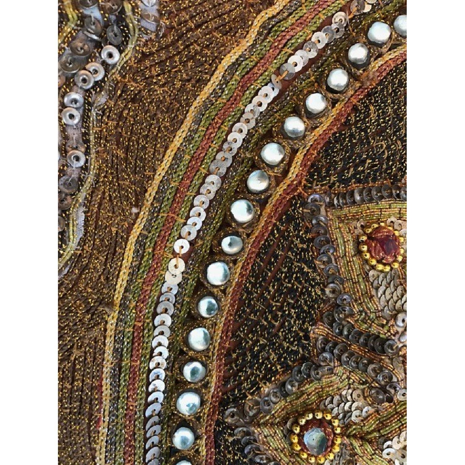 Antique 1920s Lotus Flower Kalaga Tapestry - image-9