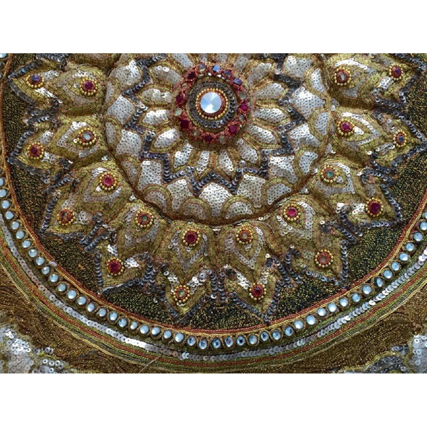 Antique 1920s Lotus Flower Kalaga Tapestry - image-11