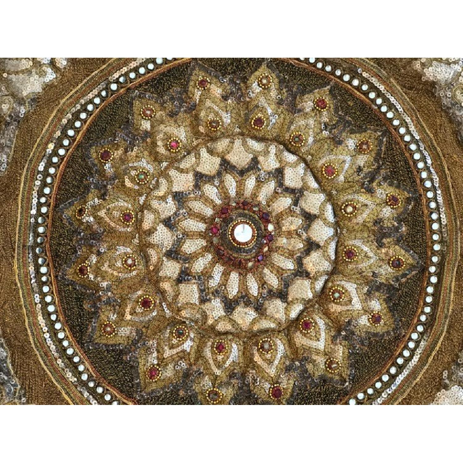 Antique 1920s Lotus Flower Kalaga Tapestry - image-12