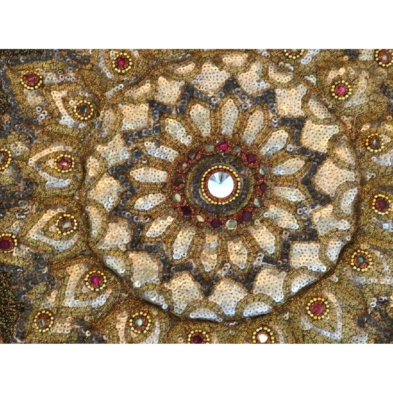 Antique 1920s Lotus Flower Kalaga Tapestry - image-13