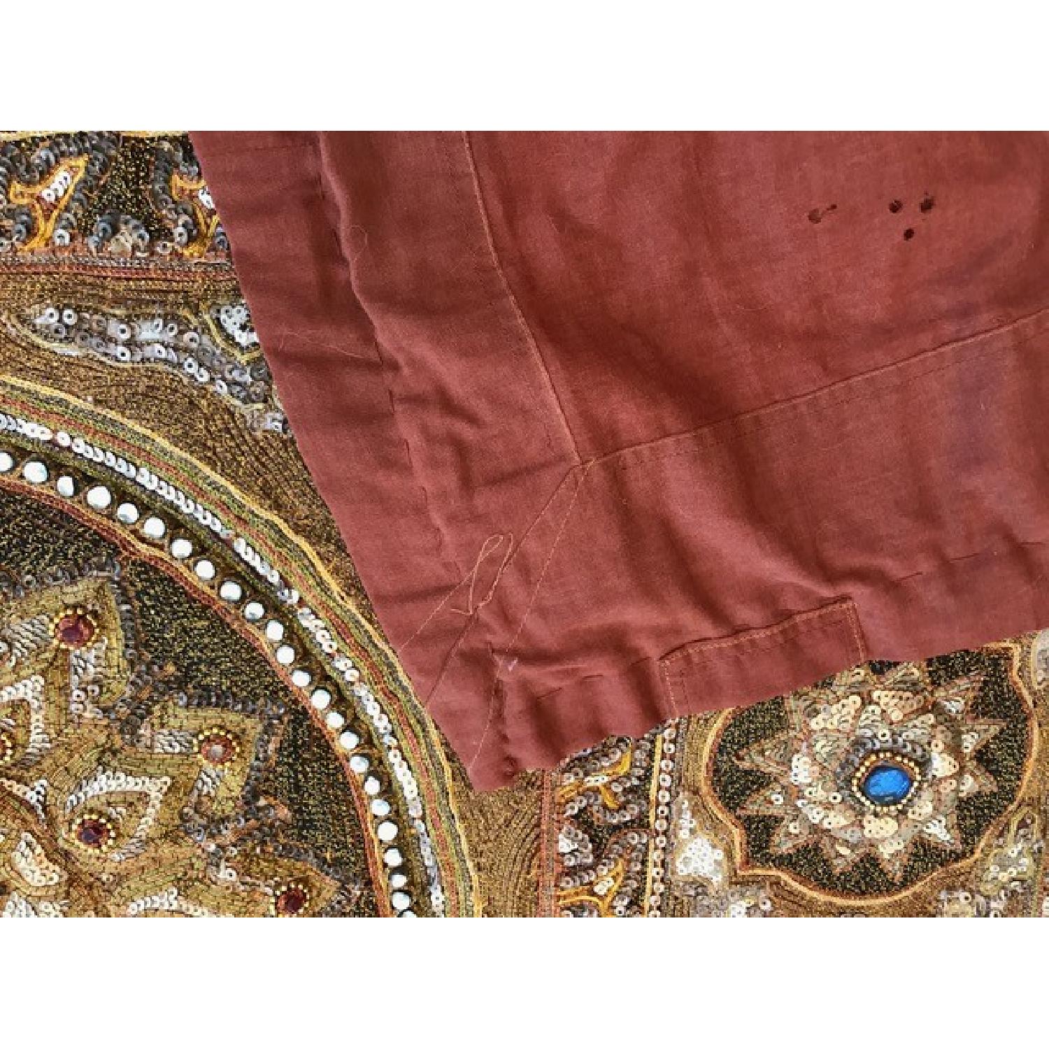 Antique 1920s Lotus Flower Kalaga Tapestry - image-14