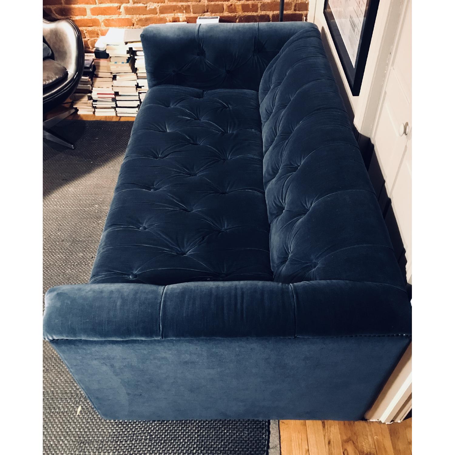 Restoration Hardware Indigo Velvet Savoy Sofa - image-4