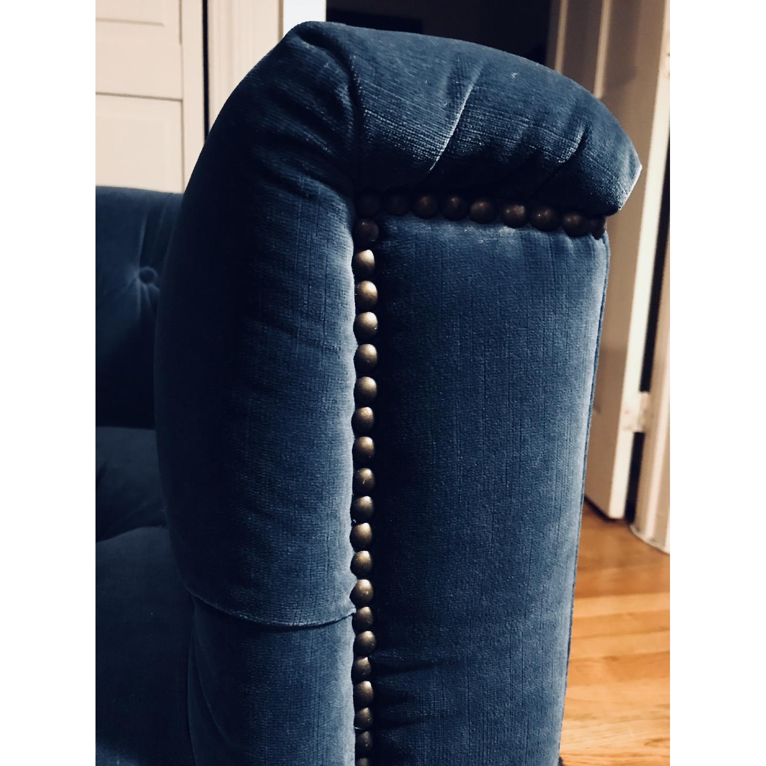 Restoration Hardware Indigo Velvet Savoy Sofa - image-5