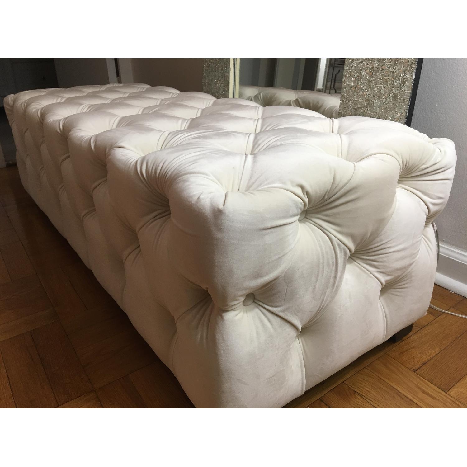 Tufted Ottoman/Bench in Cream Color - image-3