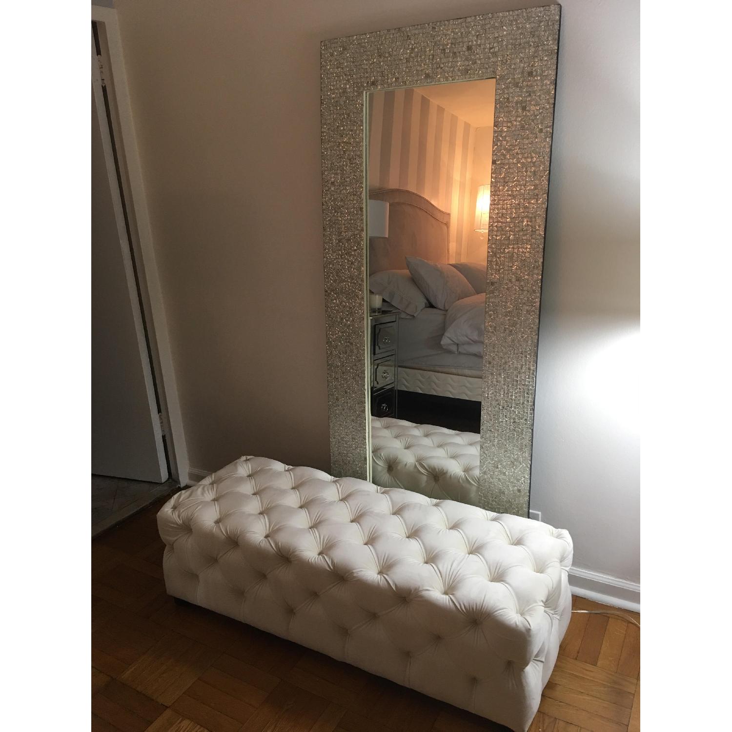 Tufted Ottoman/Bench in Cream Color - image-4